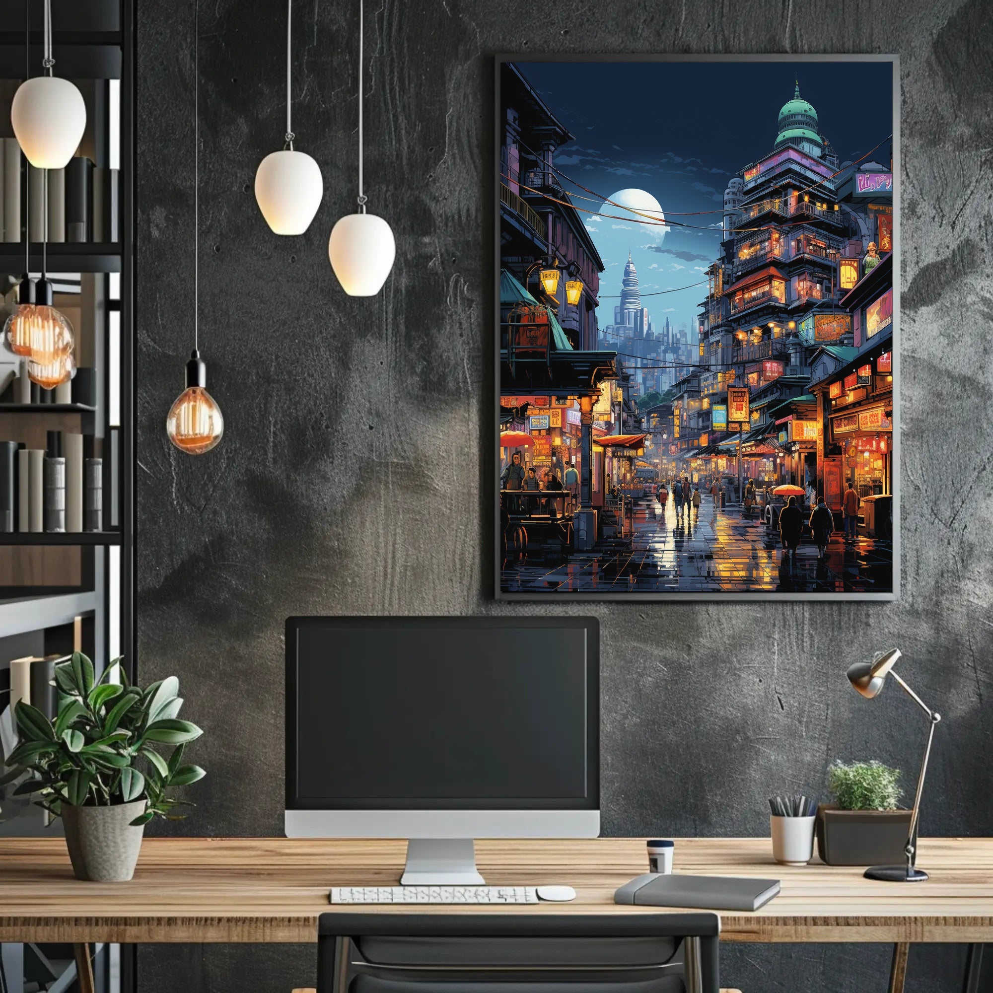 Urban Dreamscape: Futuristic East Asian City Poster