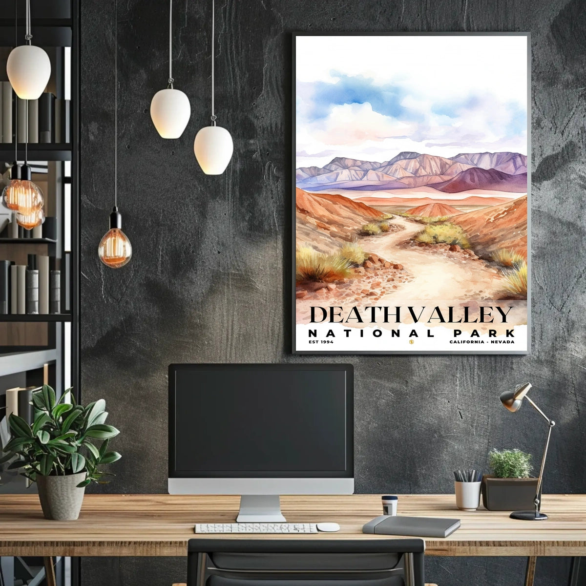 Death Valley Watercolor Wall Art Poster