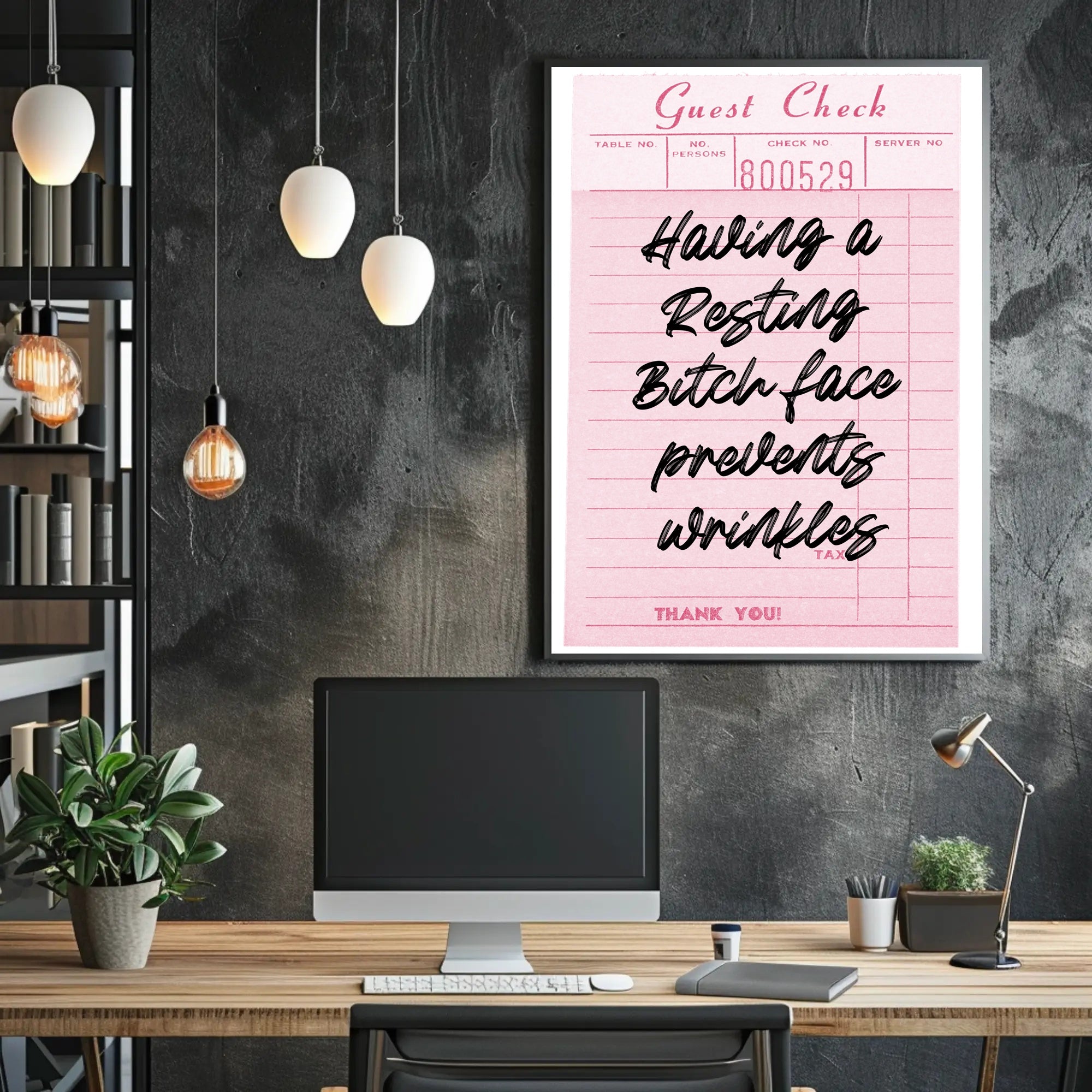 Humorous Vintage Guest Check Pop Culture Poster PosterGoat