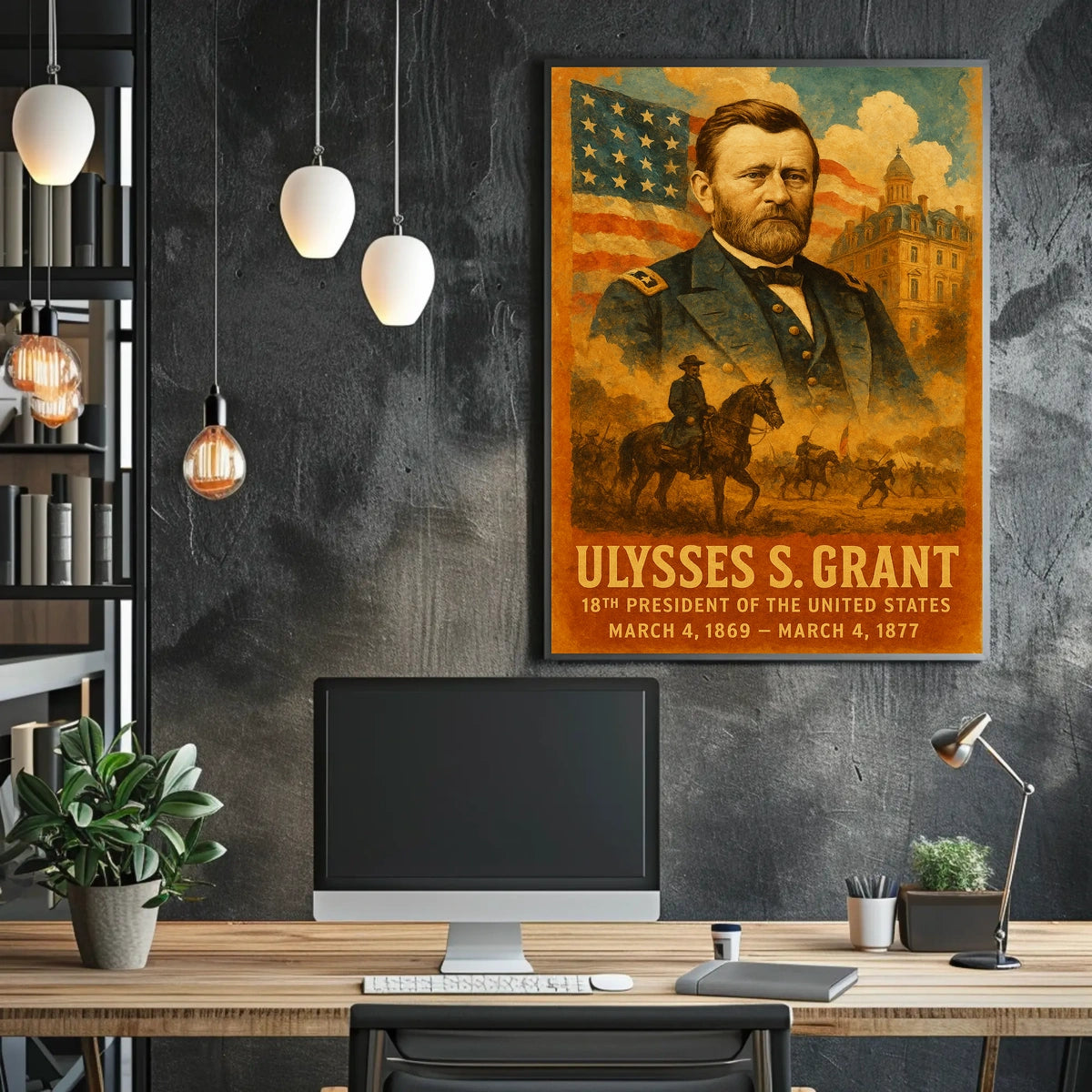 Ulysses S. Grant 18th President of the United States Layered Digital Collage Poster