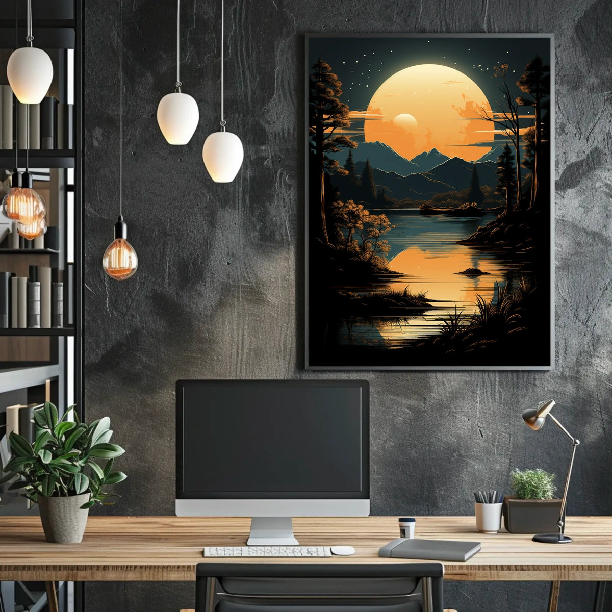Tranquil Moonlit Landscape Poster
