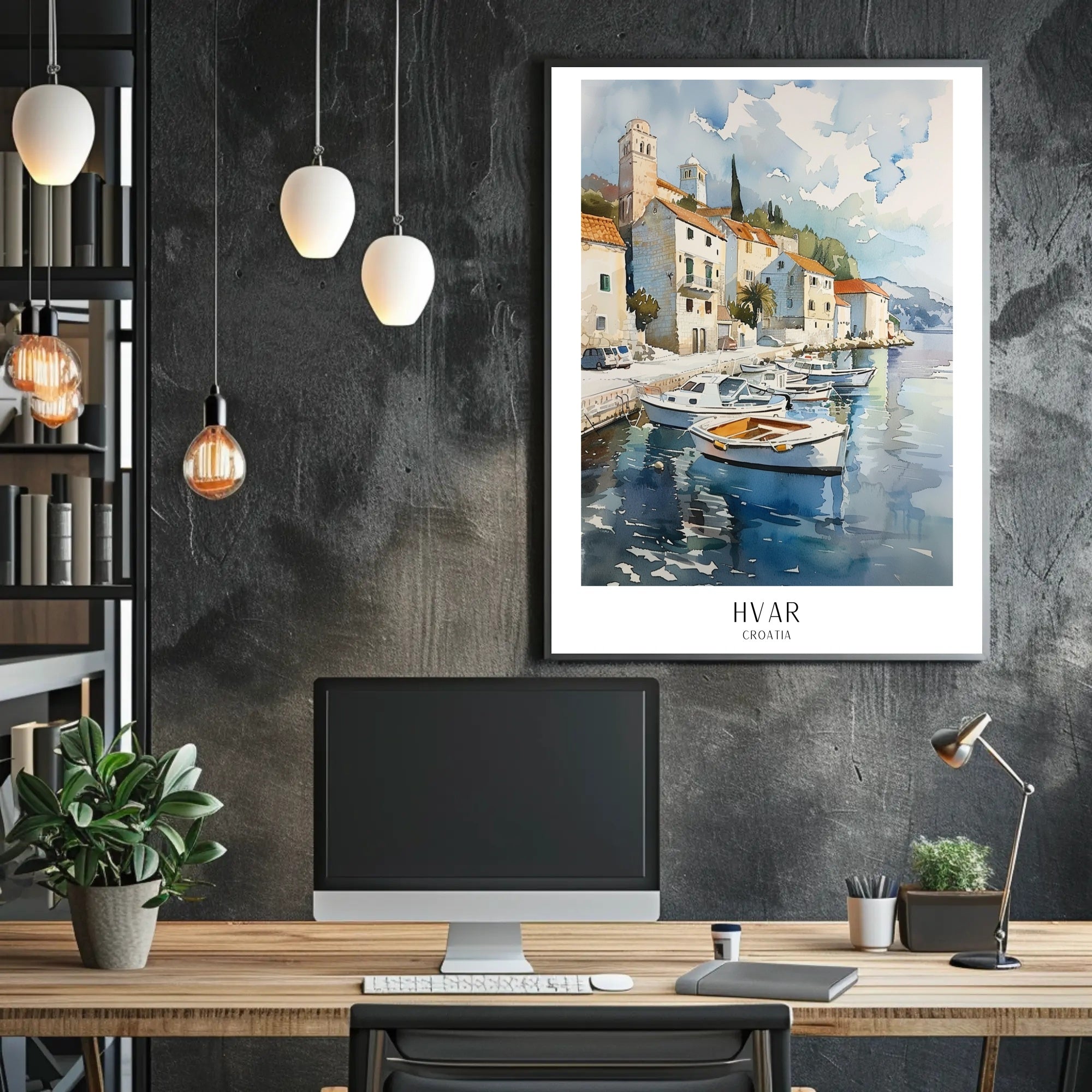 Scenic Harbor View of Hvar Croatia Travel Poster PosterGoat