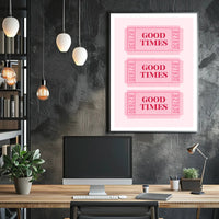 Good Times Nostalgic Pink Tickets Pop Culture Poster PosterGoat