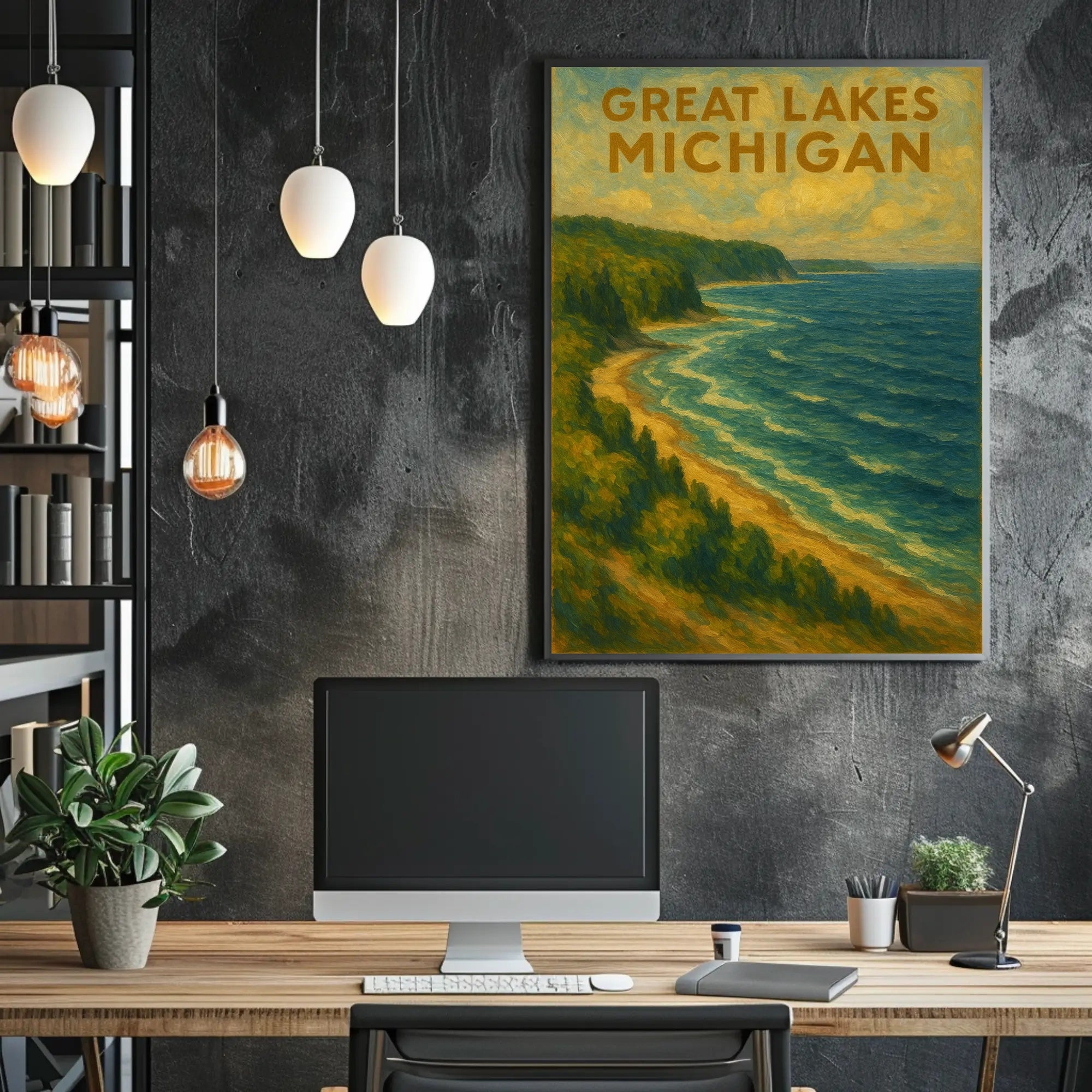 Great Lakes Scenic Landscape Impressionist Travel Poster