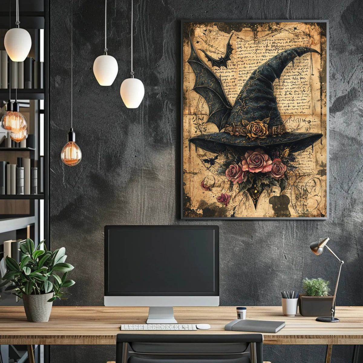 Mystical Witch's Hat with Roses Artistic Pop Culture Poster