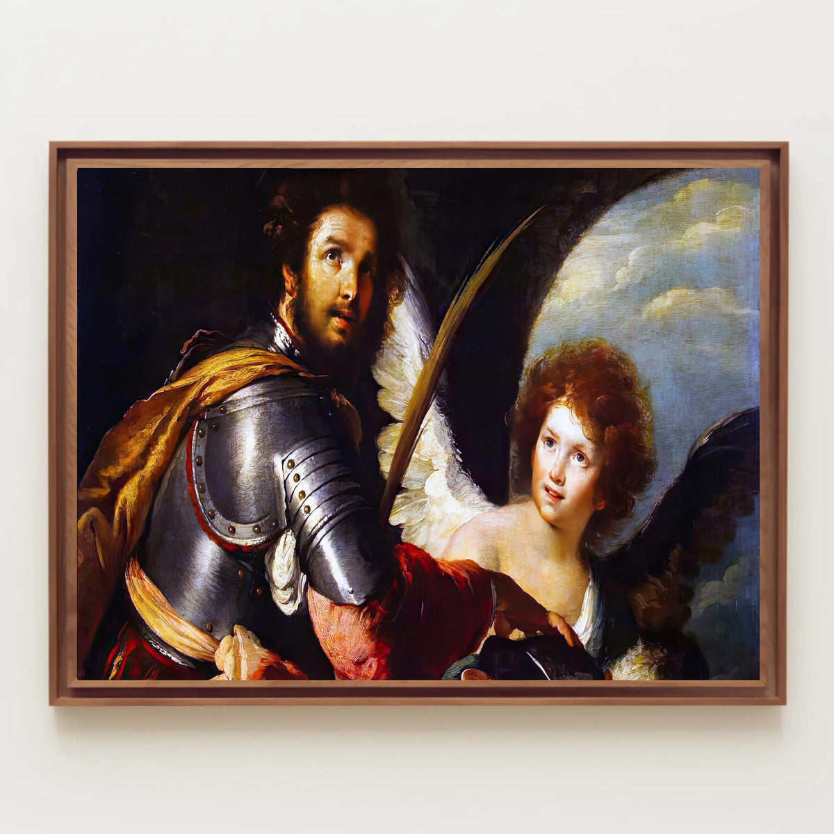 Warrior and Angelic Figure Mythology Scene Fantasy Poster