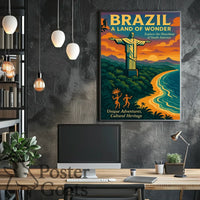 Brazilian Adventures Await: Vibrant Vintage Travel Poster