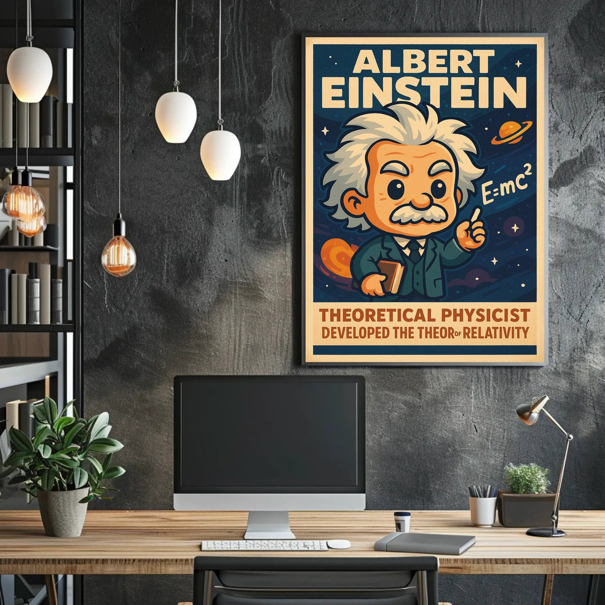 Einstein Portrait Vintage Science Inspiring Poster