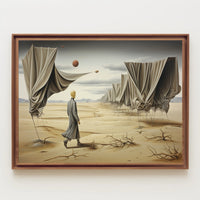 Desert Solitude: Surrealistic Sci-Fi Landscape Art Poster