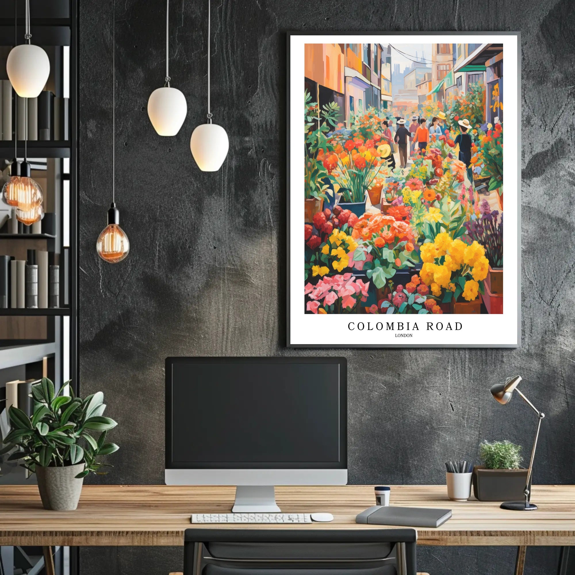 Colombia Road Flower Market Scene Urban or Cityscape Poster PosterGoat