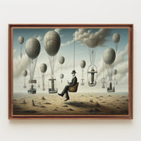 Surreal Hot Air Balloons on Desert Futuristic Sci-Fi Poster
