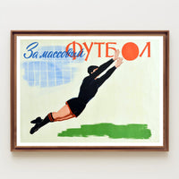 Dynamic Soviet Goalkeeper Action in Vintage Sports Poster