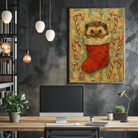 Hedgehog Stocking Woodland Animals Illustration Folklore Heritage Poster