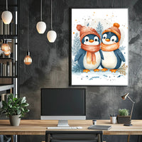 Charming Winter Penguins in Whimsical Animal Poster