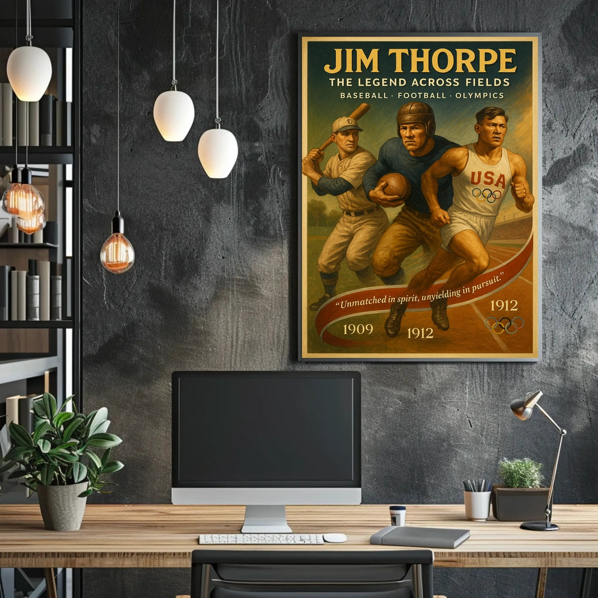 Jim Thorpe Iconic Athlete Tribute Poster