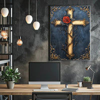 Ornate Cross With Rose Poster