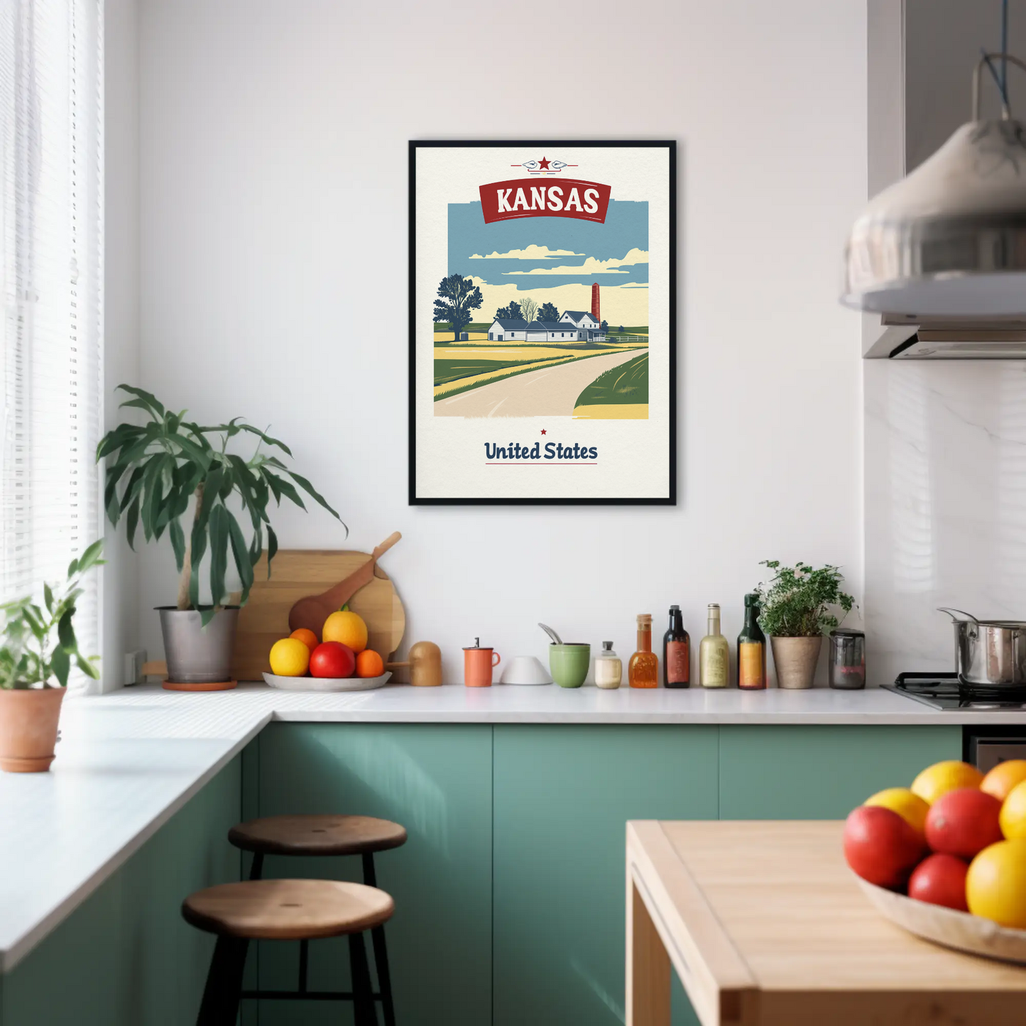 Kansas Country Road Vintage Poster