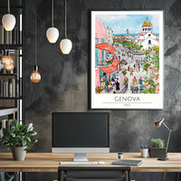 Vibrant Genova Street Scene Poster PosterGoat