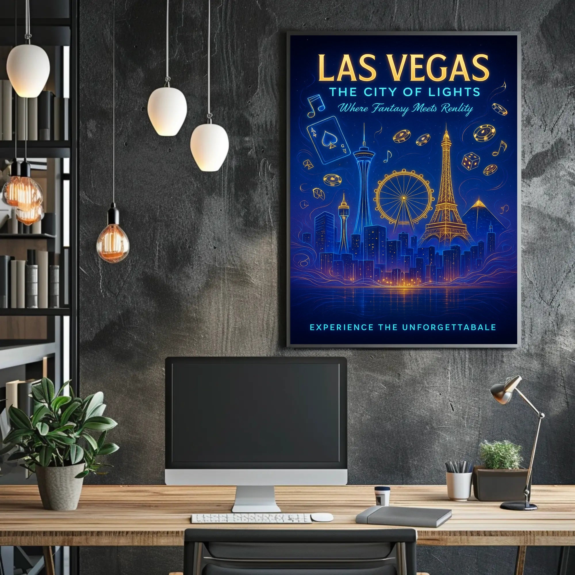 Las Vegas Neon Nightlife Urban Cityscape Poster