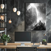 Aurora Lighthouse Seascape: Mystical Nighttime Poster PosterGoat