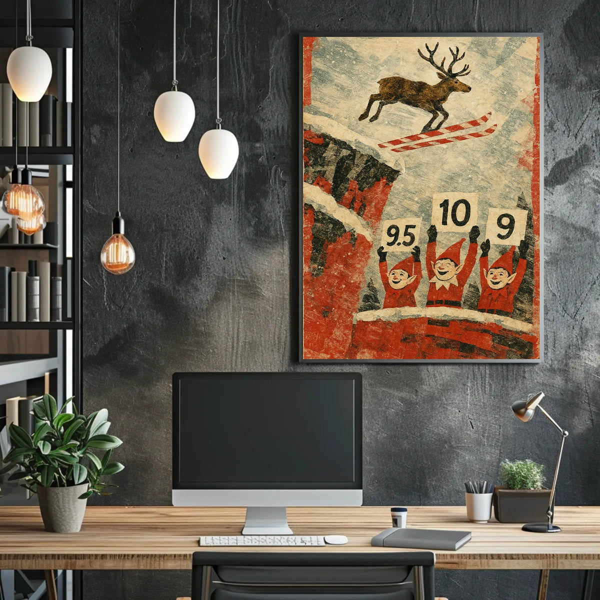 Reindeer Ski Jump Poster