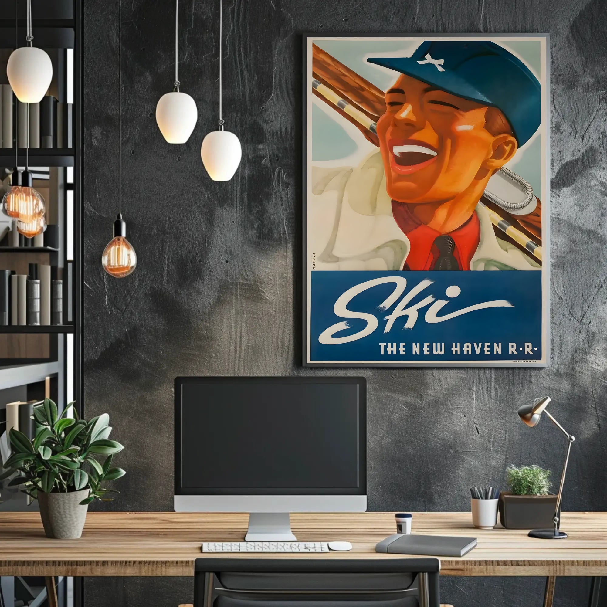 Vintage Ski and New Haven Travel Poster PosterGoat