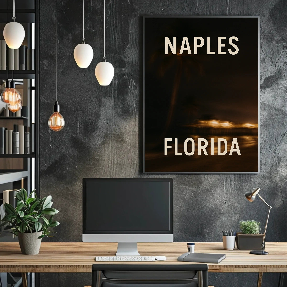 Naples Florida Poster Wall Art Coastal Cityscape Print
