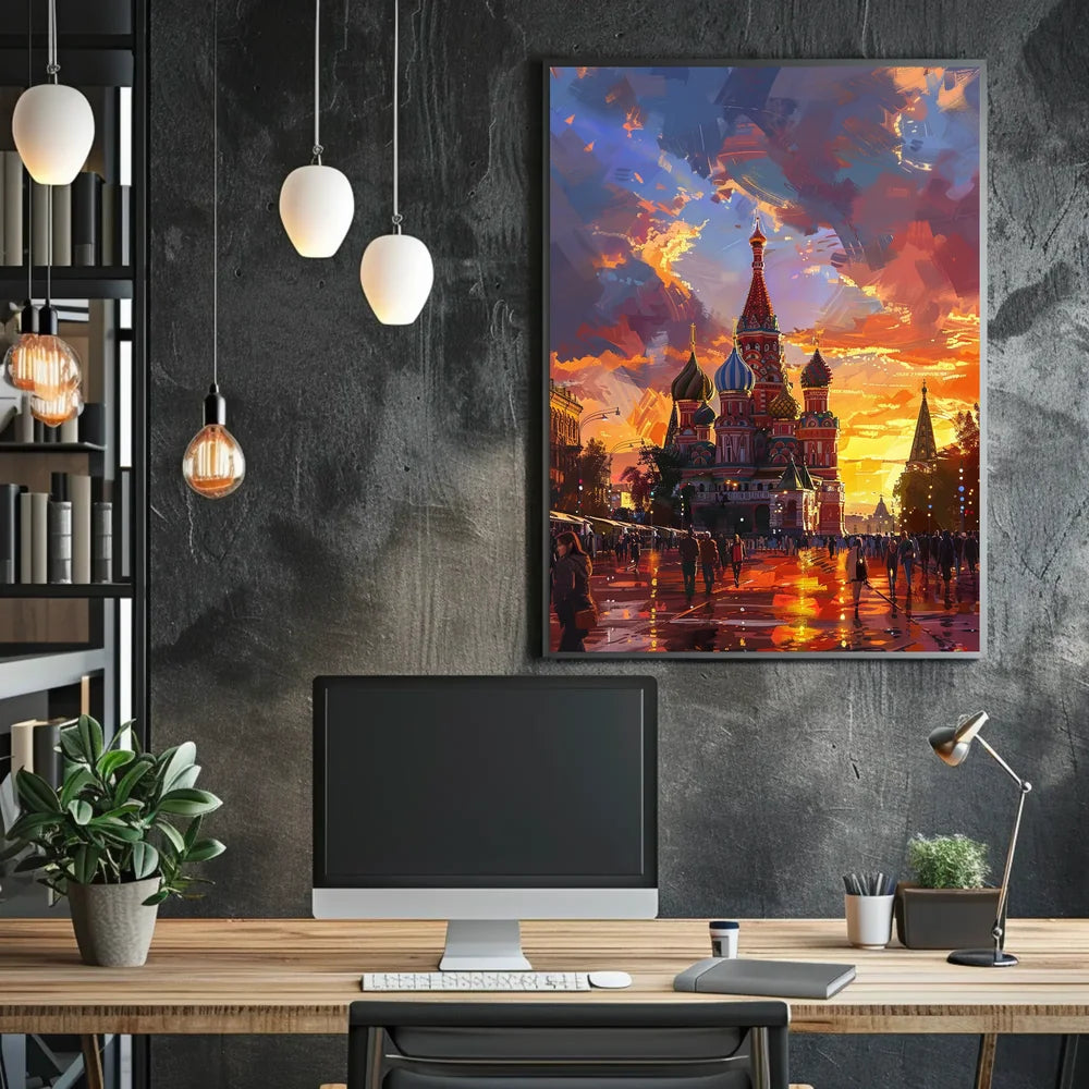 Saint Basil's Cathedral Impressionistic Sunset Poster