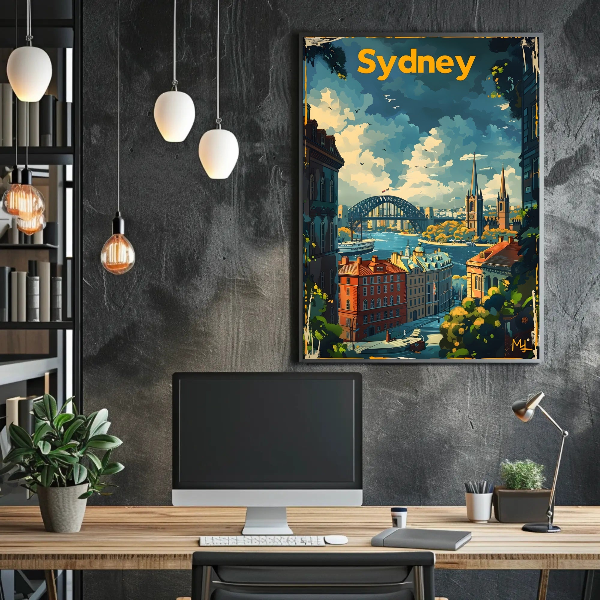Sydney Harbour Bridge Vibrant Art - Urban or Cityscape Poster