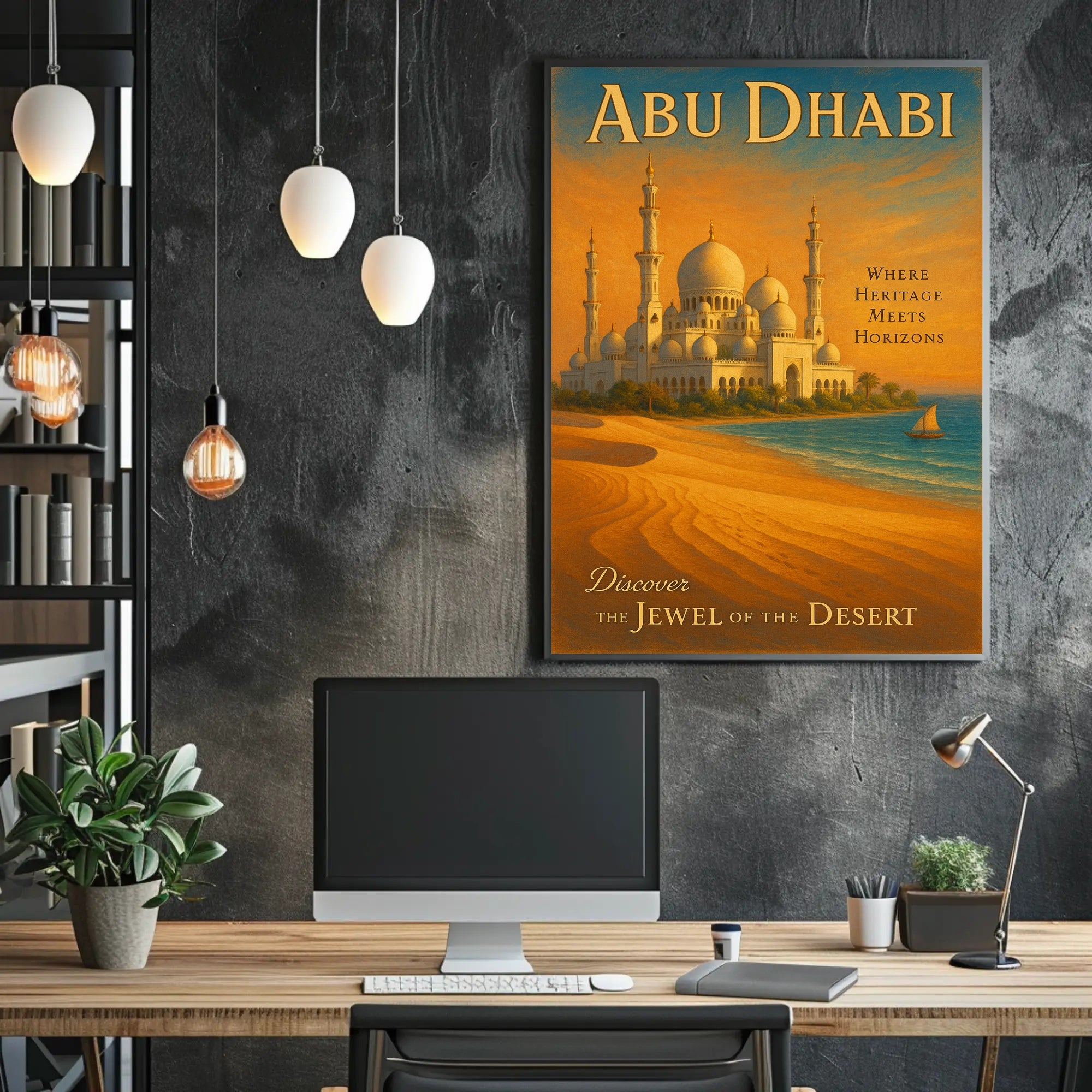 Abu Dhabi Travel Marvels: Discover Architectural Wonders Travel Poster