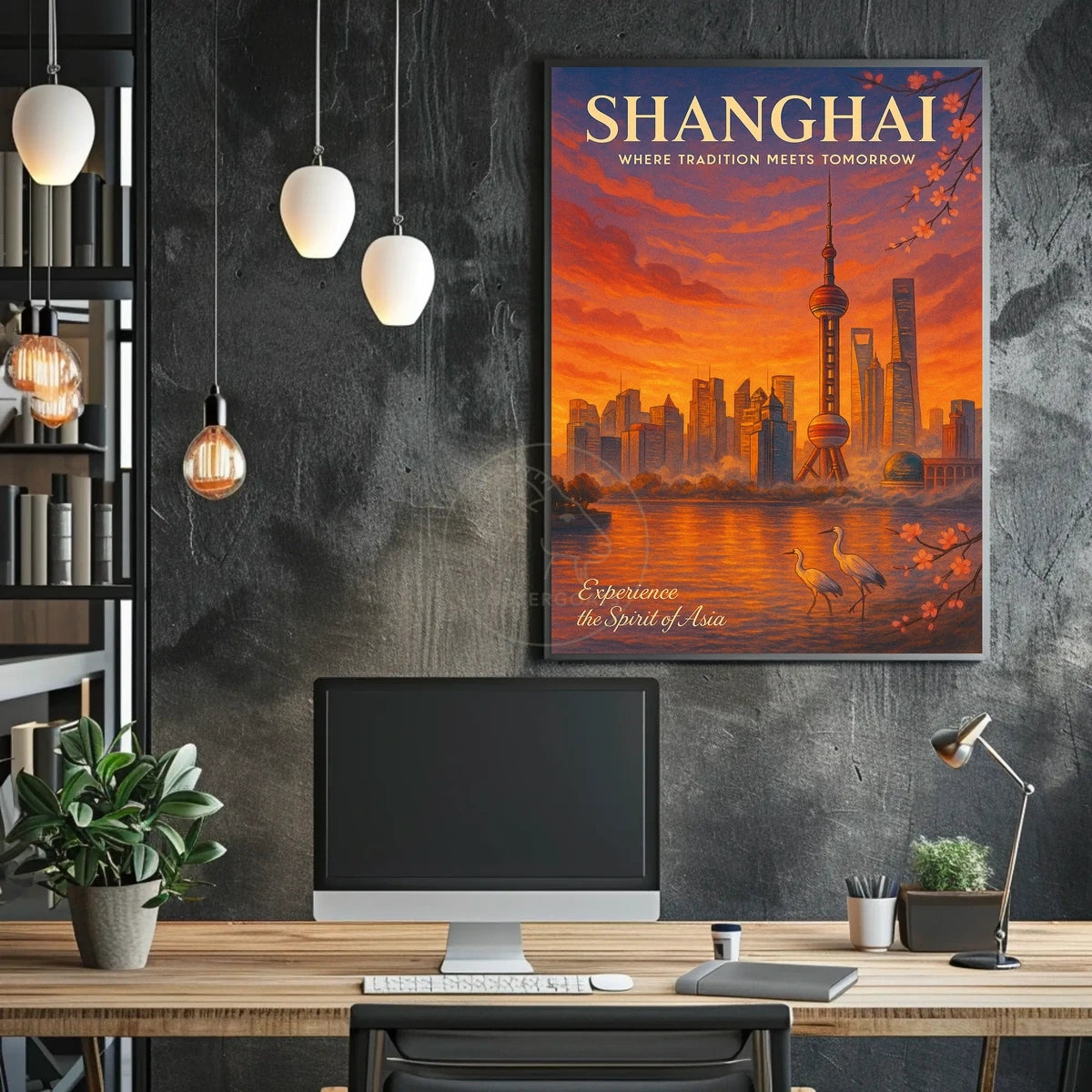 Shanghai Skyline Sunset: Urban or Cityscape Poster