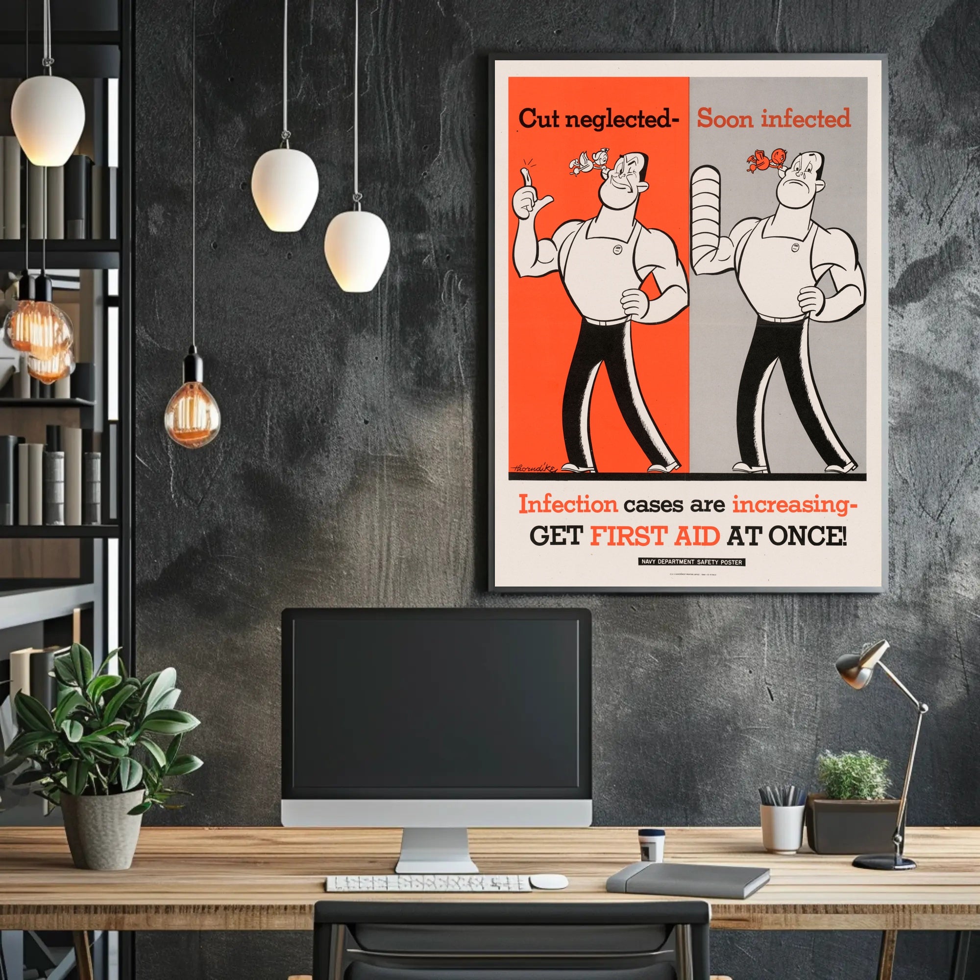 Vintage Navy Department First Aid WWII Poster PosterGoat