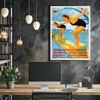 Soviet Union Water Sports Propaganda Vintage Sports Poster