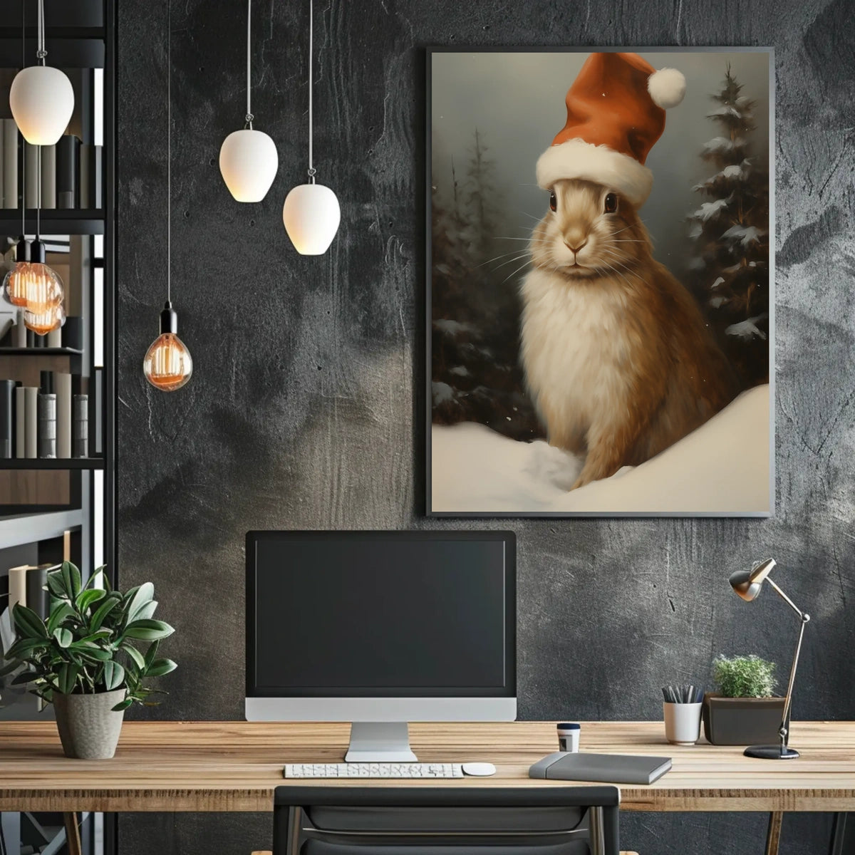 Festive Rabbit In Winter Wonderland Poster