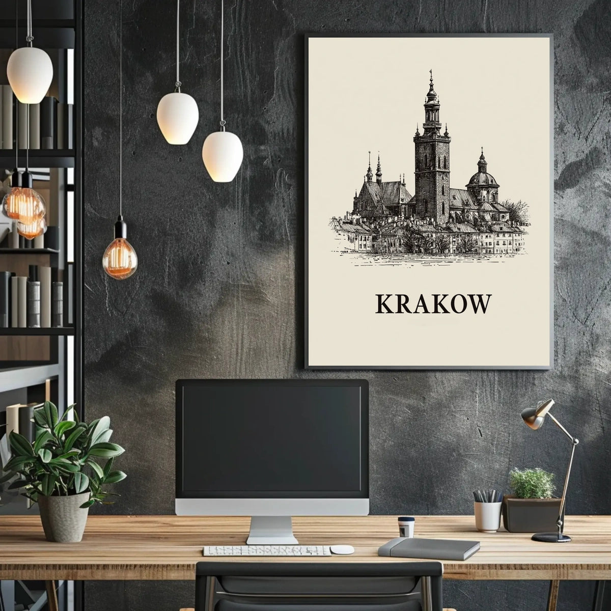 Krakow Architectural Illustration Poster