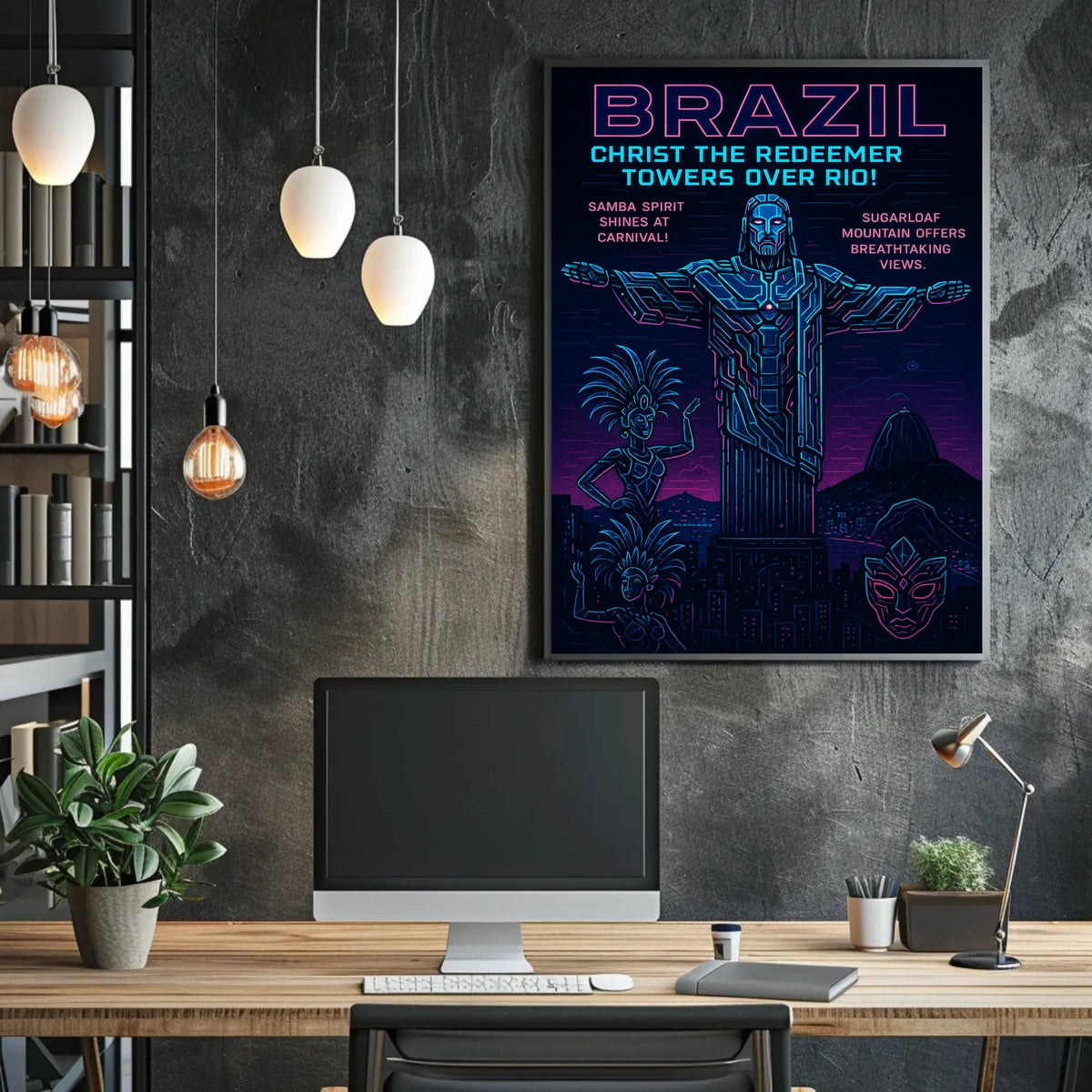 Rio Carnival Cyberpunk Poster: Futuristic Brazilian Art