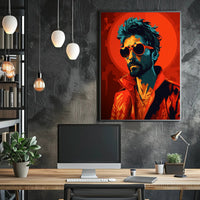 Vibrant Portrait In Red Poster PosterGoat