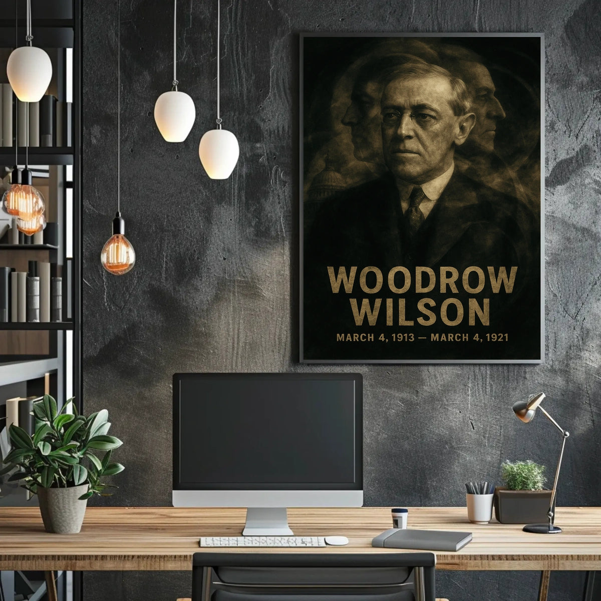 Woodrow Wilson 28th President of the United States Double Exposure Poster