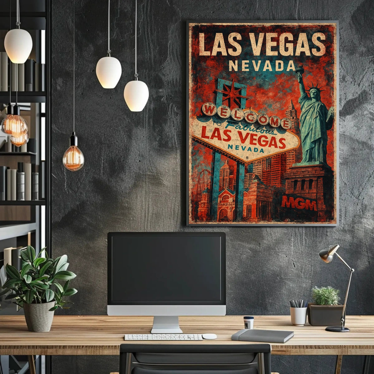 Las Vegas Vintage Travel Art Deco Collector Poster
