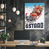 Vintage Sleigh Ride Adventure Gstaad Travel Poster PosterGoat