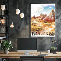 Badlands Watercolor Wall Art Poster