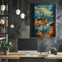 Stockholm Evening Skyline Poster