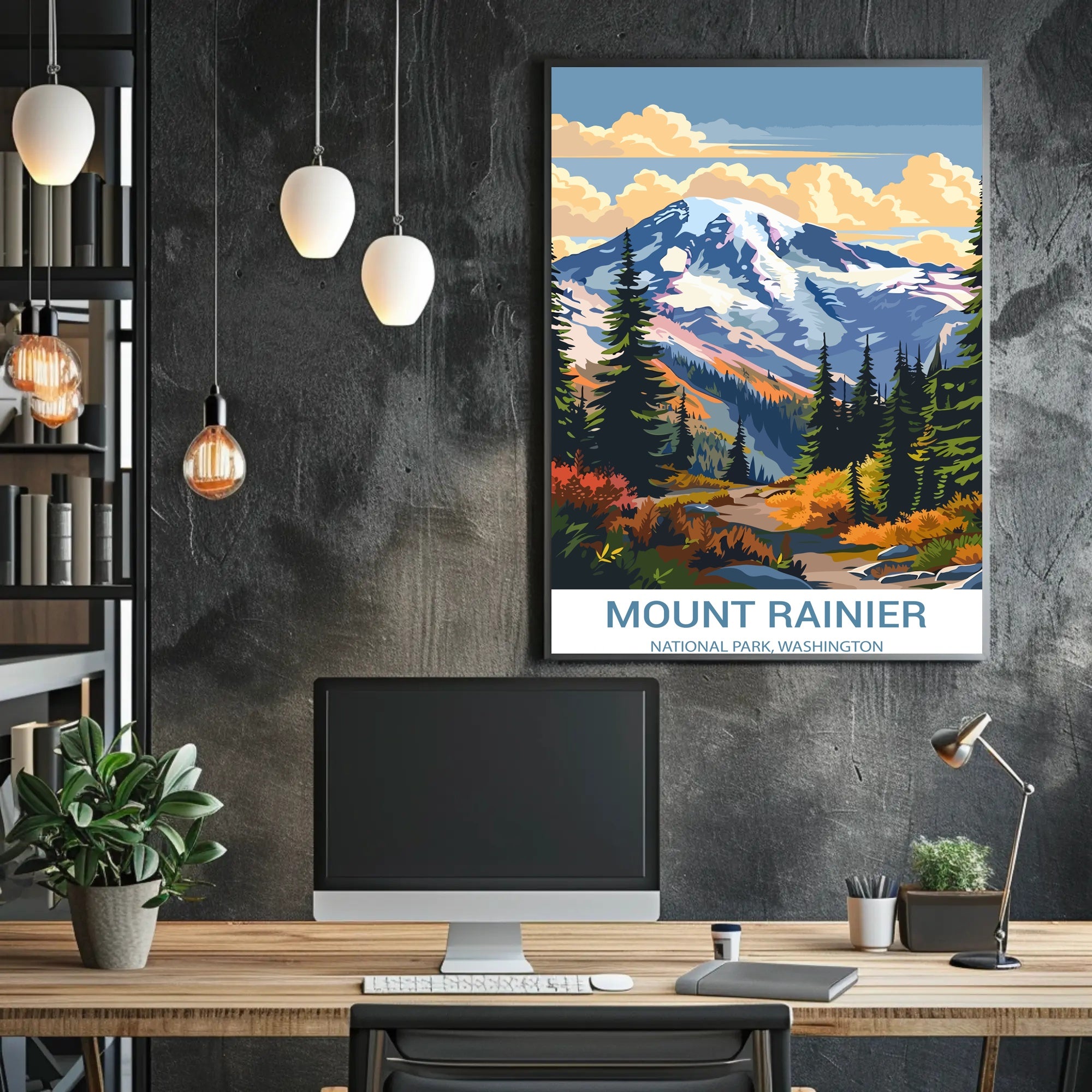 Mount Rainier Vintage National Park Adventure Poster