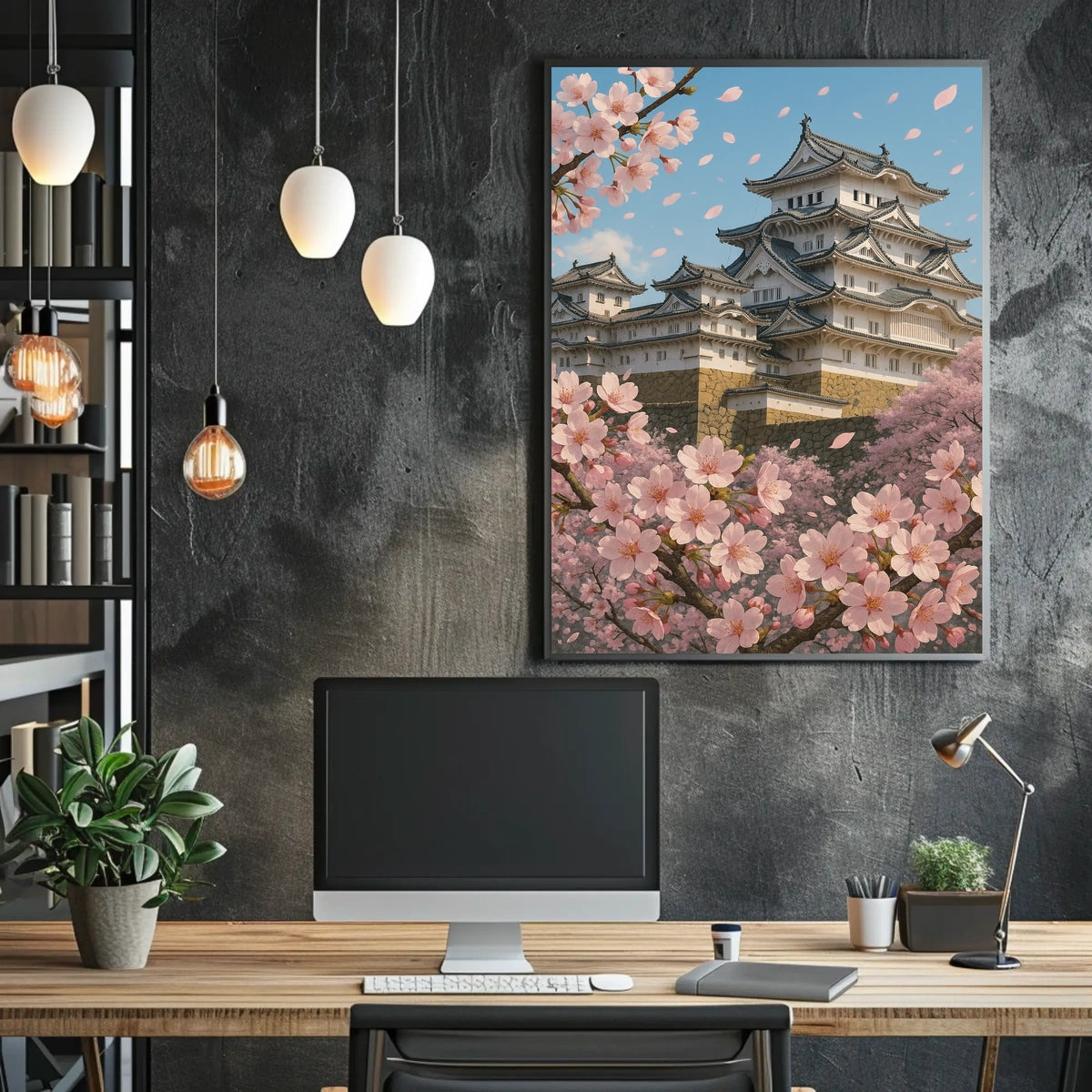 Cherry Blossoms at the Castle Poster