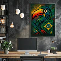 Vibrant Toucan and Brazilian Flag Poster