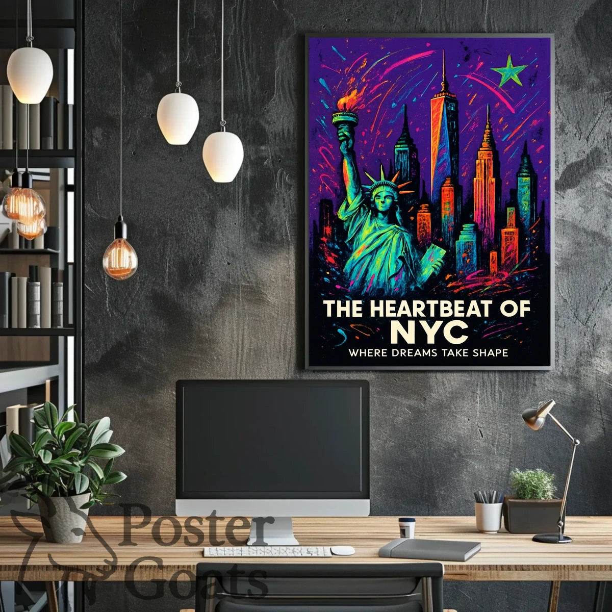 New York Ambition: Vibrant Urban Cityscape Poster