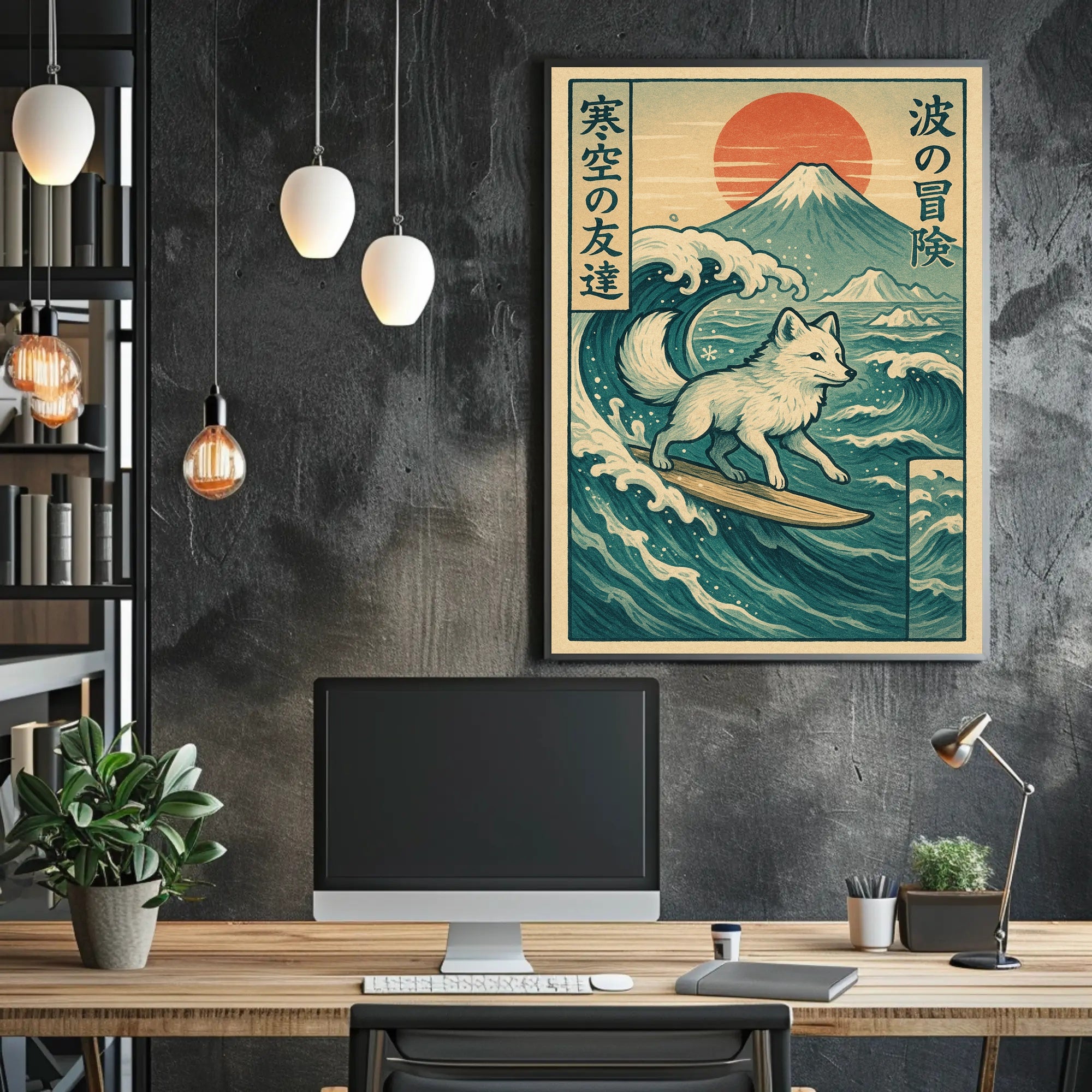 Surfing Fox Adventure Poster PosterGoat