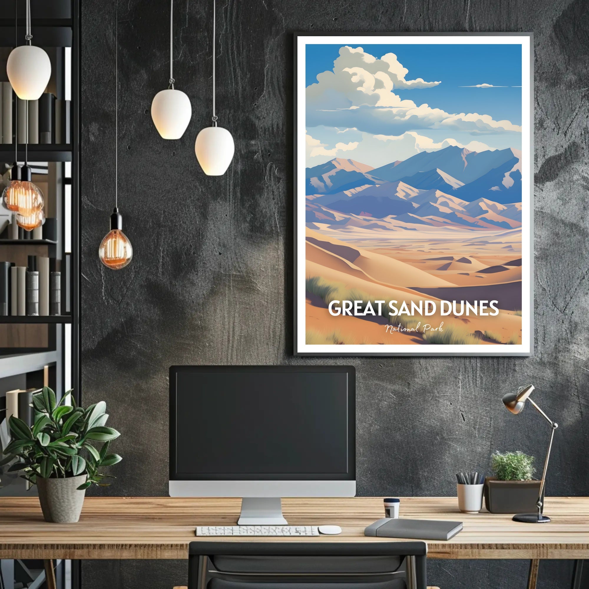 Great Sand Dunes Travel Poster Vintage Wall Art