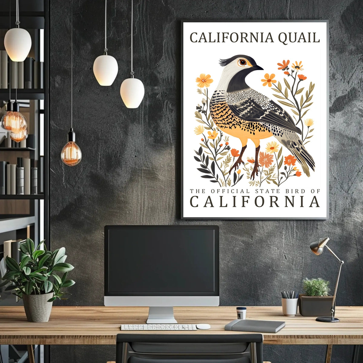 California Quail Art Poster: Celebrate State Pride