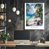 Tropical Paradise Beach Watercolor Art Travel Poster PosterGoat